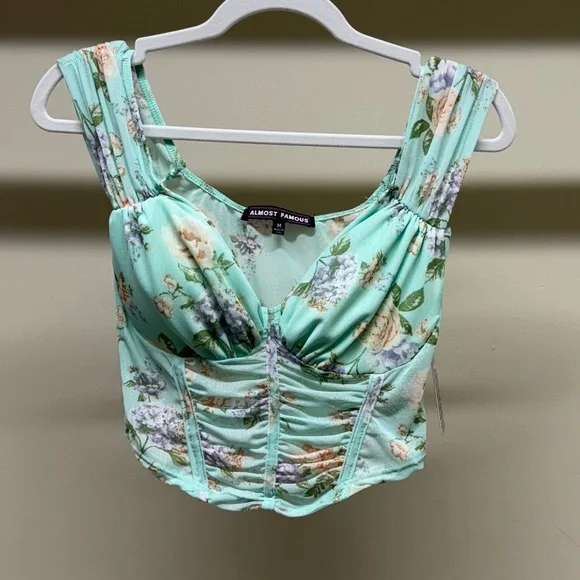 Almost Famous Floral Corset-Style Crop Top - Size M - NWT - Picture 5 of 5